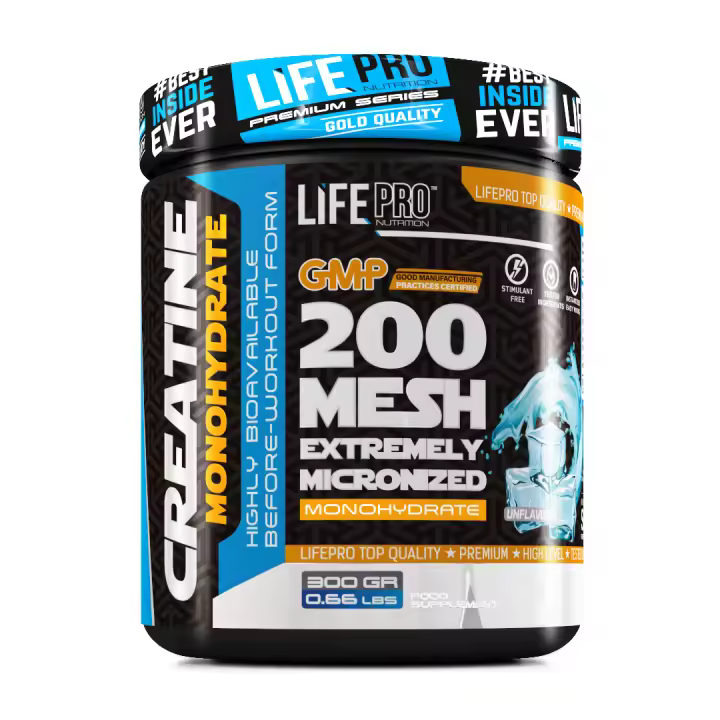 LIFE PRO NUTRITION CREATINE MONOHYDRATE 300G - Creatina Micronizada en Polvo - Aumenta la fuerza y la Energía en el Entreno - 1
