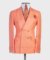 Traje De Novio Para Hombres Con Chaqueta Slim Fit Y Pecho Ancho Botones Dorados Hecho a Medida Tuxedo Formal De Algodón Para Todas Las Estaciones - details 4