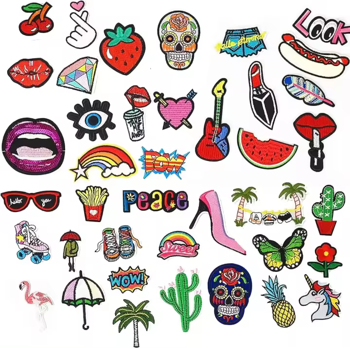 Parches bordados con diseños variados para planchar o coser para mochilas, chaquetas o prendas de ropa (40 unidades) - 1