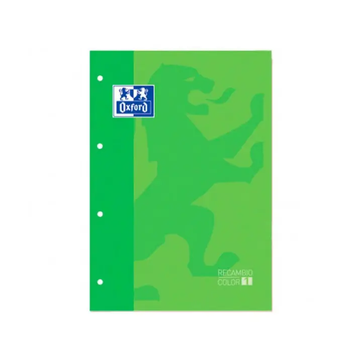 RECAMBIO OXFORD COLOR 1 VERDE MANZANA DIN A4+ 80 HOJAS 90 GR CUADRO 5 MM 4 TALADROS - 1