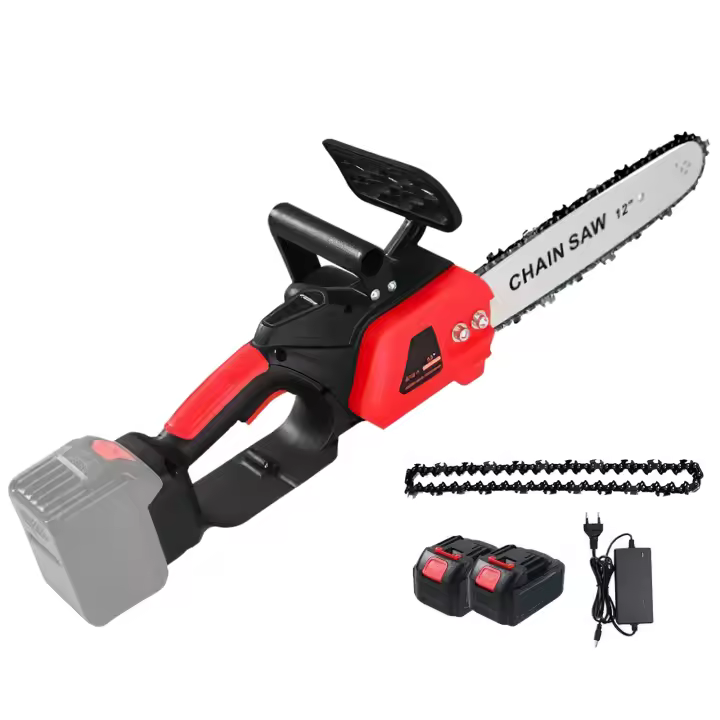 Motosierra eléctrica sin cepillo 21V, motosierra de mano para uso doméstico con 2 baterías y 2 cadenas de aceite. Ideal para cortar madera, poda y jardinería - 1