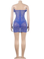 Beyprern Vestido De Noche De Perlas Y Rhinestones Para Mujer Vestido De Fiesta Con Pico De Pavo Y Diamantes Elegante Y Sexy Para Cumpleaños Y Clubwear - details 10