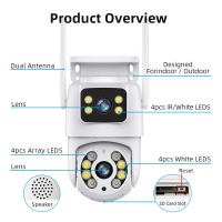 Cámara De Seguridad IP WIFI 8MP Con Doble Lente Y Pantalla Manual Visión Nocturna En Color PTZ Exterior Dominó HEE RAK - details 1