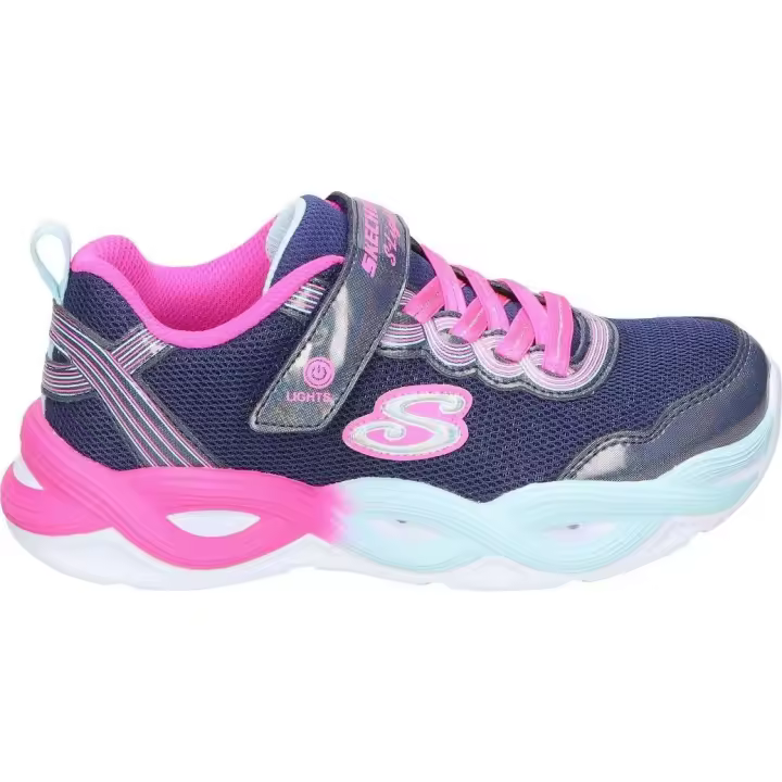 SKECHERS | Zapatillas con Luces Skechers S-Lights Twisty Glow para Niña - Deportivas en Color Azul y Rosa – Sneakers con Cordones y Velcro – Casual – Con Luces – Cómodas – Modelo 303717L-NVMT - 1