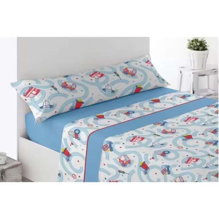 ANGAMA TEXTIL HOME - 😄​ Juego de Sábanas infantil 100% microfibra -  Sábanas de 3 piezas 190x190/200cm - bailarinas- camiones - sábana infantil suave y agradable - 100% microfibra - bajera ajustable - kids - 1