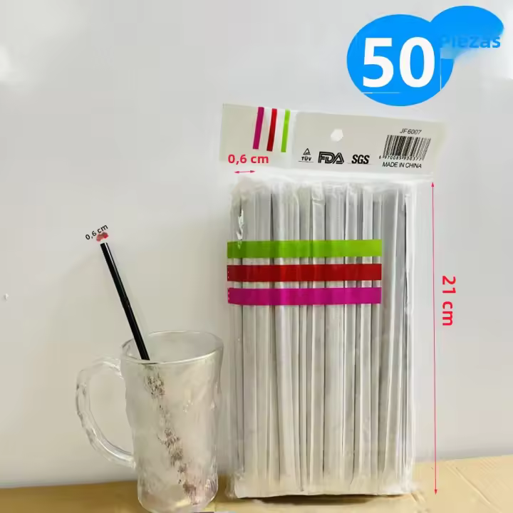 Cucharas De Bebida Negras 50-1500Pcs Plástico Y Papel Flexible Individual Para Fiesta Y Cocina Rietjes - 1