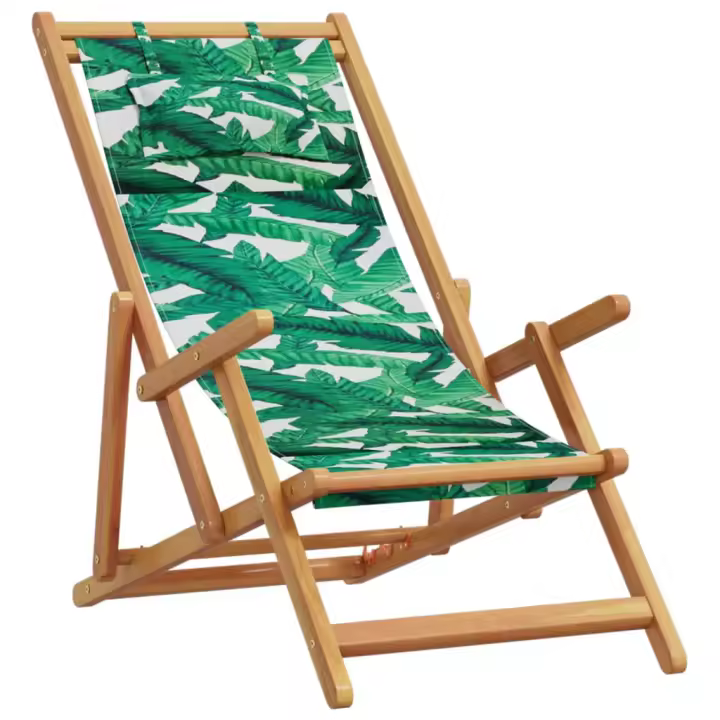 Madera de eucalipto y Tela Hojas Silla de Playa plegable - 1