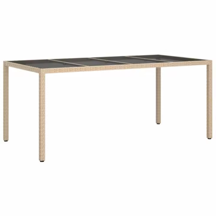 Mesa Jardín Vidrio Plantillas de colores beige 190x90x75 cm - 1