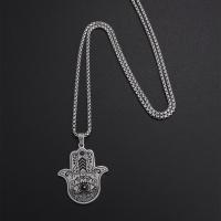 Collar De Acero Inoxidable Con Colgante De Ojo De Diablos Y Mano De Fatima Estilo Gótico Punk Para Hombres Y Mujeres Adorno Afortunado Joyería Regalo - details 4