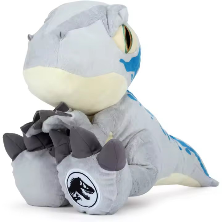 JURASSIC WORLD BLUE - Peluche blandito y suave con relleno ecológico - Mide 25 cm con peana  - Regalo Original - Ideal para todas las edades - 1