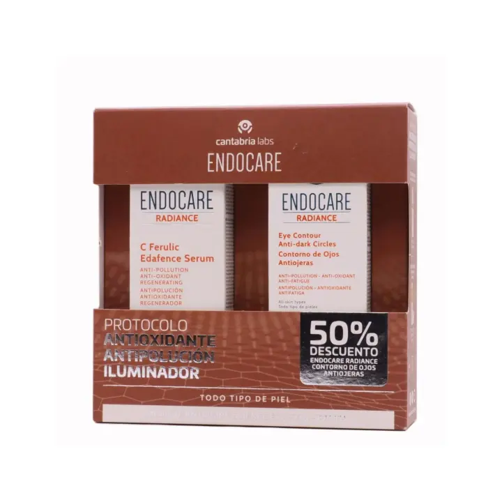 Cantabria Labs Pack Endocare C Ferulic Edafence Serum 30ml + Contorno Ojos Radiance 15ml - Tratamiento Antioxidante para la Piel - 1