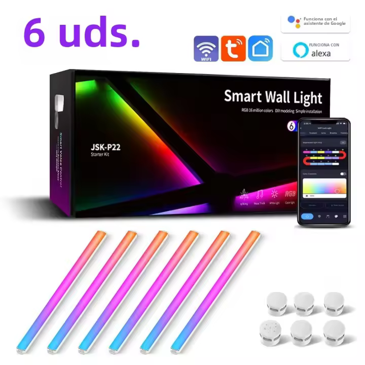 Lámpara De Pared Inteligente LED RGBIC Barra De Luz DIY Decoración De Ambiente Noche APP Música Rítmica Luz De TV Para Dormitorio Y Sala De Juegos - 1