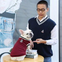 Chaleco De Punto Para Perro Y Gato Estilo Universitario Con Cuello V Teddy Bomei Diversión Para Todas Las Estaciones Especialmente Otoño E Invierno - details 13