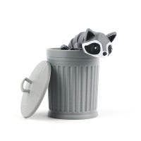 Modelo De Decoración Hecho a Mano Raccoon 3D Impreso Bucket Juguete Para Niños Tamaño 9x8cm Material Plástico Unisex - details 1