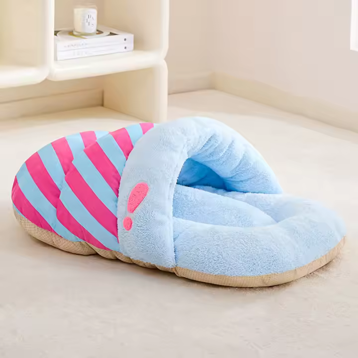 Cama De Gato Confortable De Peluche Cálida Todas Las Estaciones Tunnel Semi-Abierto Bag De Sueño Domo Para Perro/Cat House - 1