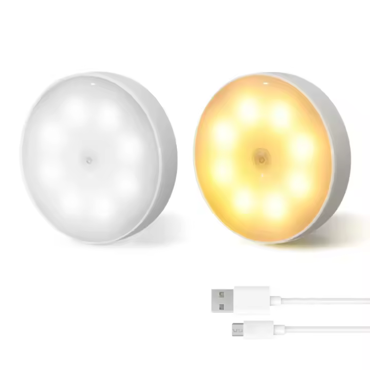Lámpara Nocturna LED Con Sensor De Movimiento PIR Luz De Noche Recargable USB Para Dormitorio Cocina Armario Escaleras Pasillo - 1