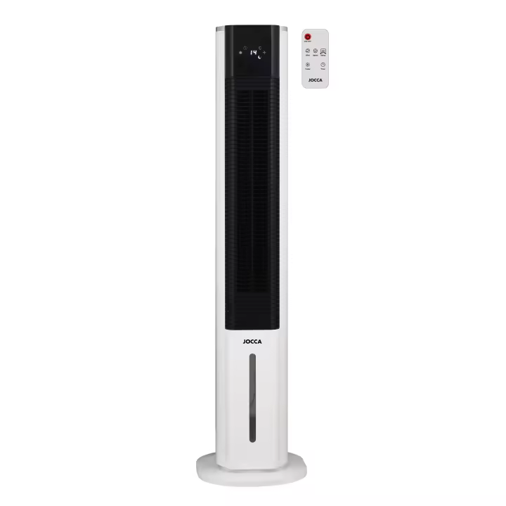 Ventilador silencioso Jocca tipo climatizador torre con control remoto, pantalla LED, temporizador de hasta 12 horas, depósito de agua de 6 litros, 3 ajustes de velocidad, oscilación automática de 46 grados y 70W de potencia - 1