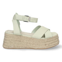 Davinia Shoes Sandalia de Plataforma para Mujer, Comoda, Forrada de Yute, Palas Cruzadas con Grabado de Serpiente, y Cierre de Hebilla Shoes&Blues.es M2385-Verde - details 1
