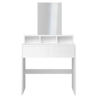 Tocador blanco elegante y compacto con espejo, taburete, y amplio almacenamiento, 2 cajones, diseño estable que ahorra espacio, Miadomodo - details 1
