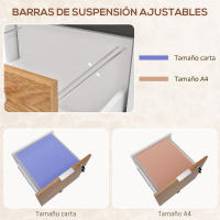 HOMCOM Cajonera de Oficina Mueble Archivador con 4 Ruedas 2 Cajones 2 Barras Colgantes Cerradura y 2 Llaves para Tamaño A4 Carta para Estudio Salón 42x40x60 cm Blanco y Natural - details 1