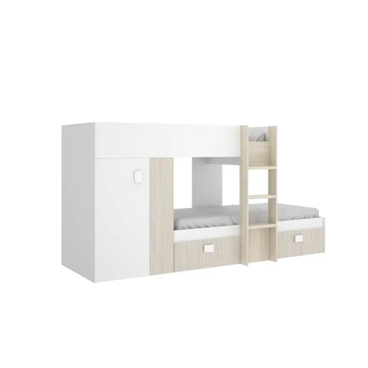 DEKIT GRUPO RIMOBEL GROE - CAMA TREN PARA DORMITORIO - BLANCO / NATURAL / ALISTONADO  - 150 x 271 x 111 - 1