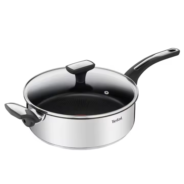 Guisera Tefal Emotion de Acero Inoxidable con Tapa, 4L, Antiadherente Reforzado con Titanio, Apta para Todo Tipo de Cocinas incluyendo Inducción - 1