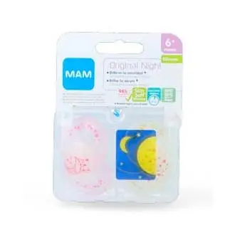 MAM CHUPETE ORIGINAL NIGHT ROSA 6 + SILICONA 2 UDS REF. S170 - 1