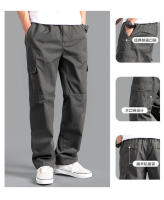 Nuevos Pantalones De Cargo Para Hombre Suelto Recto Oversize Ropa Sólida Gris Versátil Para Trabajo Negro Joggers Algodón Casual Trousers - details 2
