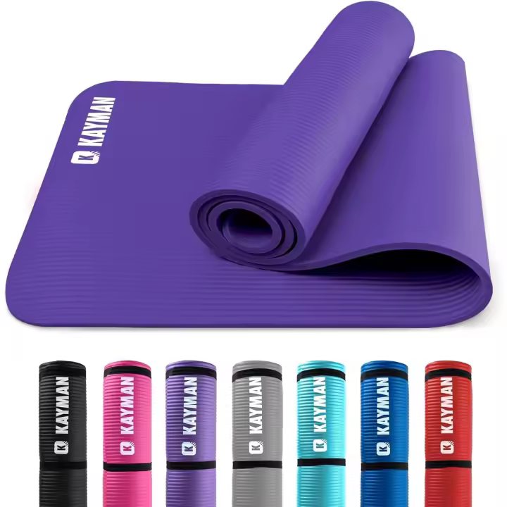 Esterilla de yoga: colchoneta multiusos de espuma extra gruesa para ejercicios: esterilla ideal para pilates, estiramientos, ejercicios de resistencia y terapias, 183 x 60 cm (morado) - 1