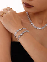 2025 Brilliant Fashion 5A Cubic Zirconia Corazón CZ Cluster Collar para las mujeres, Novia, lover, Halo CZ Collar de Cadena de Tenis de Cuello - details 5