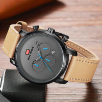 Reloj De Hombre MINI FOCUS Simple Gran Dial Multi-Función Movimiento Calendario Impermeable Correa De Cuero Negro Gris Café - details 1