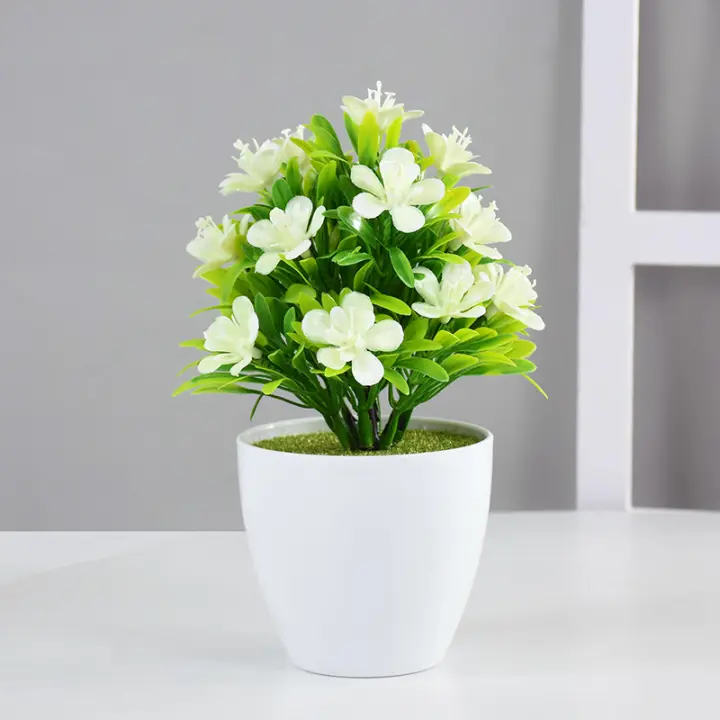 1pc Artificial Potted Plant Small Bonsai Flowers Pot Simulated Tree Ornaments Decoración Para Mesa De Oficina Hotel Hogar Boda - 1