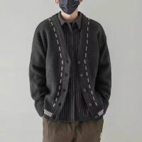 Nueva Cardigan De Punto Para Hombre Chaqueta De Otoño Con Cuello Redondo Estilo Casual De Poliéster Abrigo Masculino - details 3