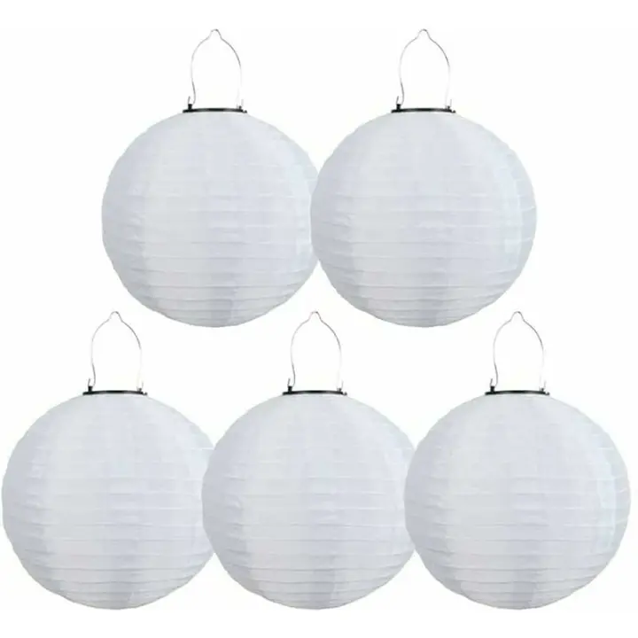 Juego de 5 Luces Solares LED Exterior Impermeables, para Jardín, Iglesia, Jardín, Fiesta, Decoración (Blanco, 30 cm) - 1