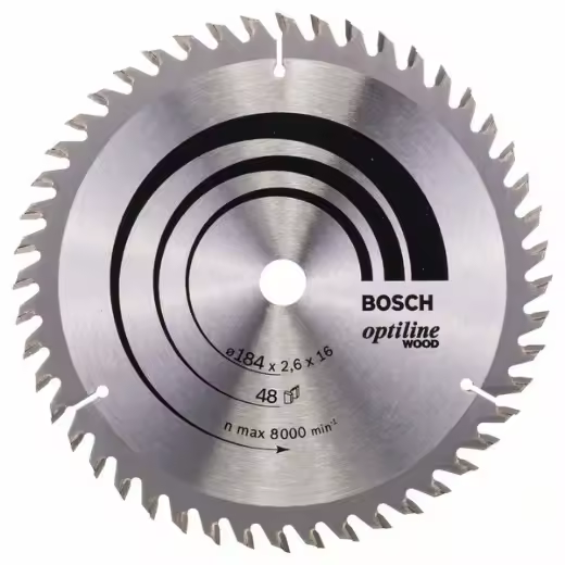 Bosch 2 608 641 181 - Hoja de sierra circular Optiline Wood - 184 x 16 x 2,6 mm, 48 (pack de 1) - 1