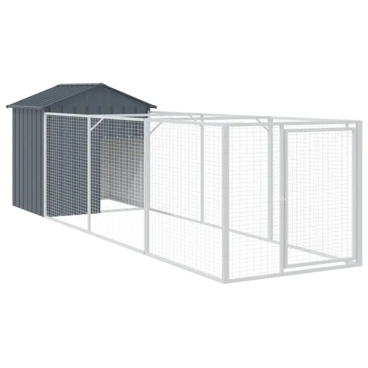 vidaXL Caseta Perros con Tejado Casa Jaula Perrera Acero Galvanizado Color Antracita,  Gris claro, y mas - 1