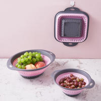 Cesta De Almacenamiento De Cocina Colapsable En Silicona Multiusos Drenador De Frutas Y Verduras Plegable Organizador De Cocina Ecológico - details 1