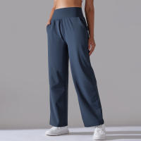 Pantalones Rectos De Pierna Ancha Para Mujer Casual Pantalones De Oficina Cintura Alta Holgados Para Danza Leggings Sin Costuras De Nylon - details 7