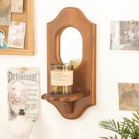 Espejo De Pared Con Marco De Madera Y Sconce Arte De Pared Rustico 33x15.5cm Accesorios Para Entrada Instalación Fácil Versátil Para Sala De Estar Decoración Para Dormitorio Baño Estilo Rústico Farmhouse - details 0
