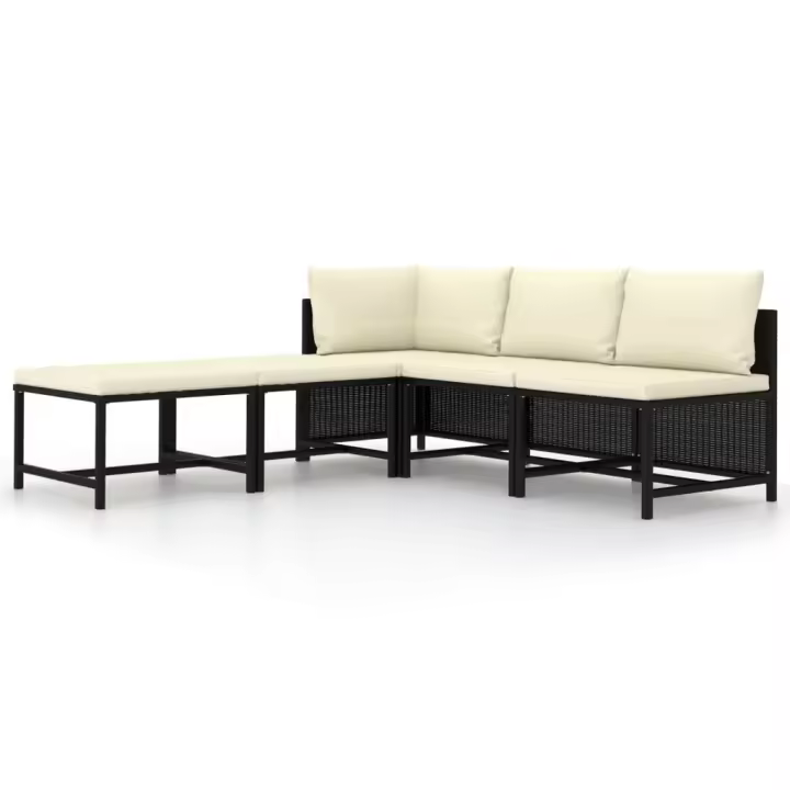 vidaXL Set de sofá de jardín 5 piezas con cojines ratán sintético Gris, Negro, Conjunto Terraza Muebles Jardín Exterior Juego de Muebles de jardín Mueble Jardín Exterior Muebles de Salon Exterior - 1