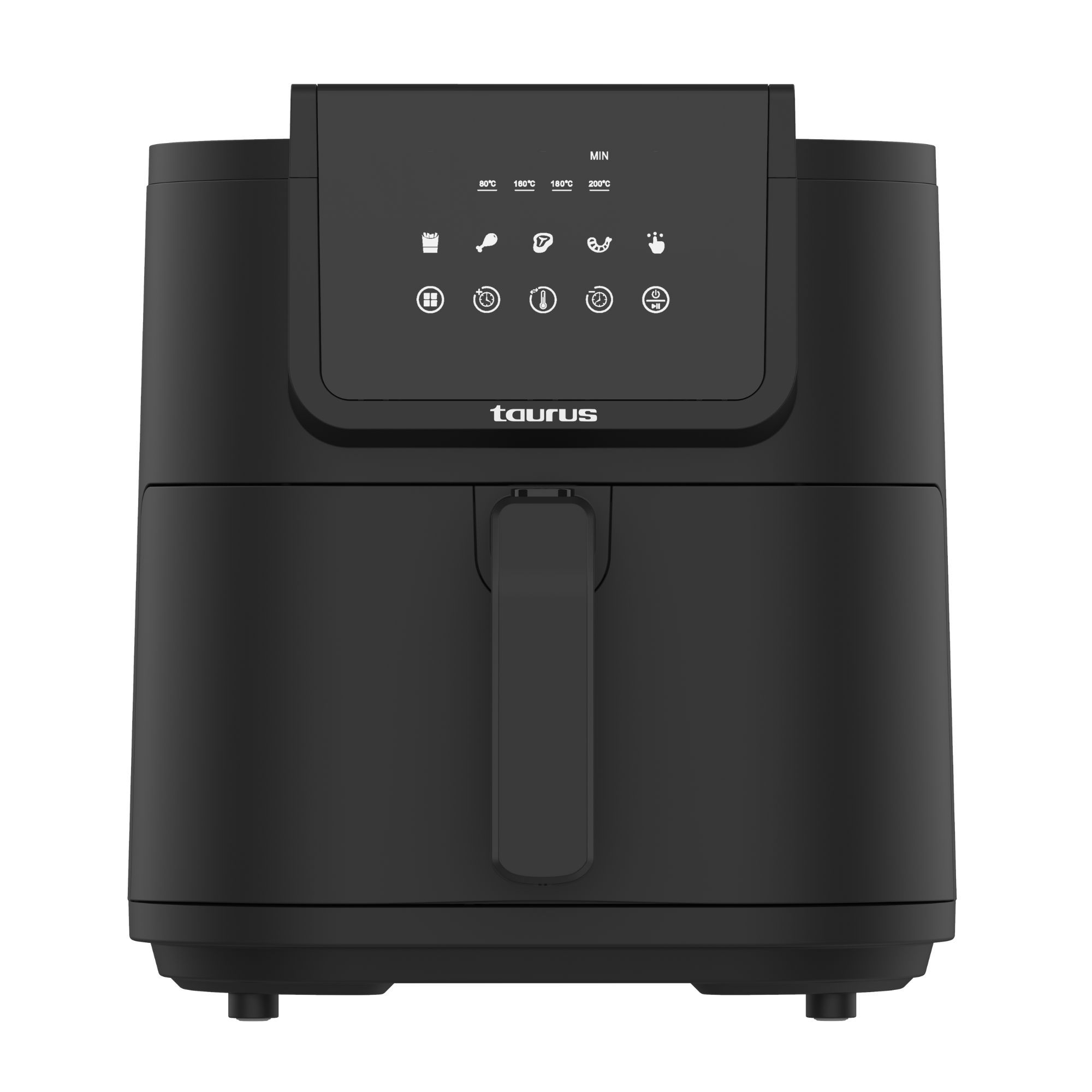 TAURUS - Freidora De Aire Sin Aceite  8 Litros  1.700W  240V  Temporizador Digital 60 mins  Temperatura Ajustable Hasta 200ºC  5 Menús Predefinidos  Pantalla Táctil
