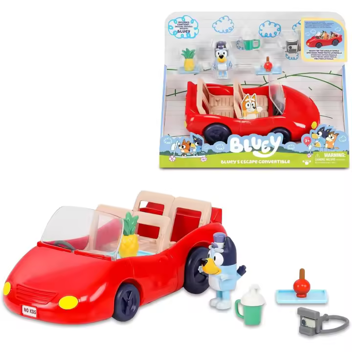Bluey - Convertible, vehículo del Perrito Azul, Coche descapotable Divertido para el Papa, Incluye Figura, muñecos articulados Serie Infantil, Famosa (BLY65000) - 1