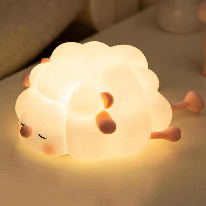 Luz Nocturna LED recargable para niños, Luz Nocturna regulable de 3 NIVeles, lámpara Blanda de silicona de grado alimenticio con temporizador de 30 minutos, color rosa - 1