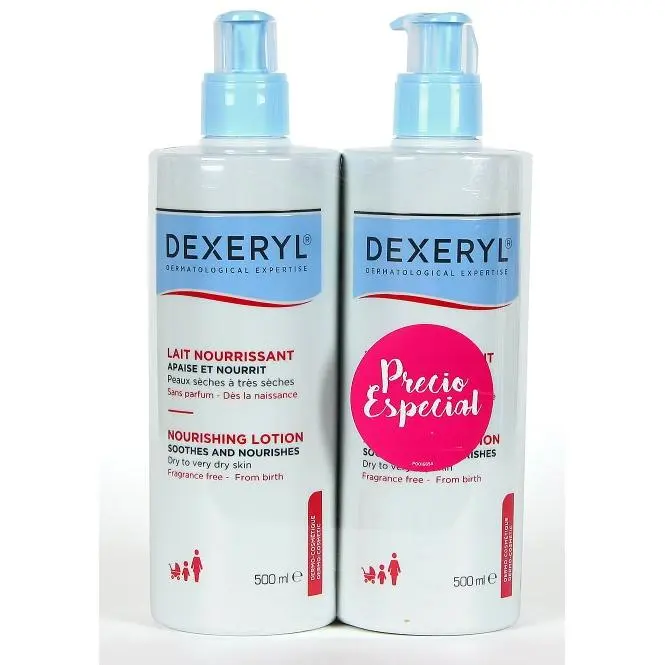 Duplo Dexeryl Lait Nourrissant, leche nutritiva, alivia picor y sequedad 2x500 ml - 1