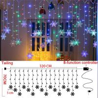 Luces LED De Navidad Con Forma De Copo De Nieve Y Escarcha Para Cortina Impermeables De Fairy Colocables En Conexión Con Ondas Para Fiesta De Vacaciones - details 6