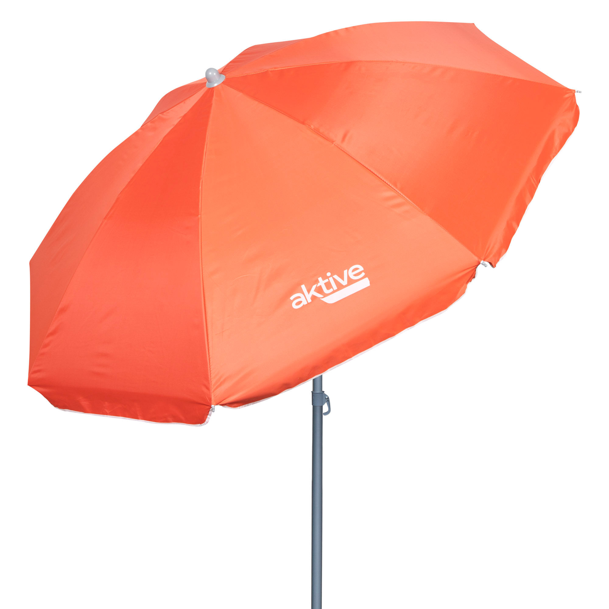 Aktive - Sombrilla playa antiviento 180 cm, 200 cm o 220 cm, Max Air, coral, forma octogonal, poliéster con protección UV50 y revestimiento plateado, 8 varillas fibra de vidrio, mástil inclinable Ø28/32 mm, incluye funda con asa, con ventilación superior