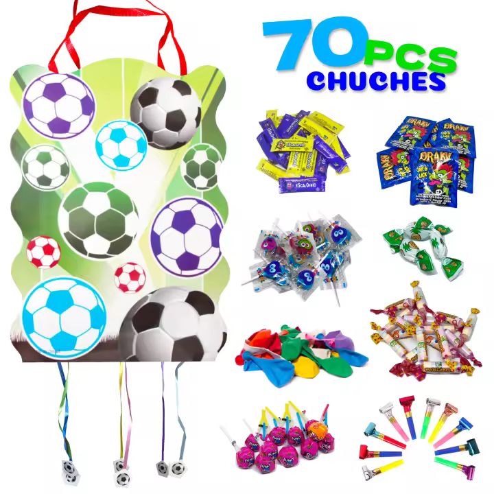 Piñata Cumpleaños Infantil - Piñata + Pack 50 Juguetes de Relleno Piñata - Piñata Cumpleaños - Piñatas Infantiles - Relleno piñatas de cumpleaños infantil - Piñata Futbol - Piñatas - MANLOZ - 1