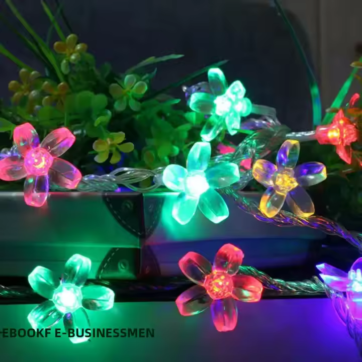 Luces De Fairy LED De Flor De Cerezo 1pc Lámpara De Garlanda De Cristal Operada Por Batería Para Decoración Interior De Vacaciones - 1