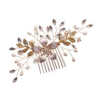 Peine De Boda Para Mujer Con Flor De Cristal Perla Y Hoja Diadema De Cabello Accesorios De Joyería Para Fiesta Y Novia - details 5