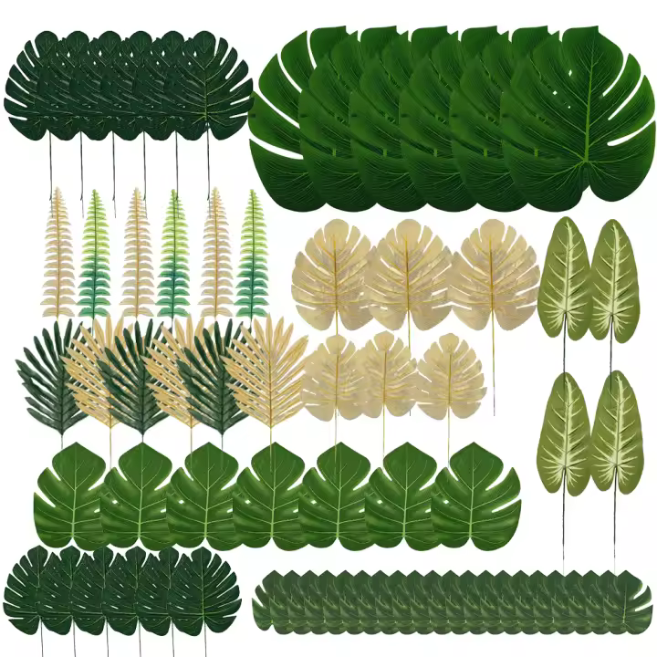60Pcs Hojas De Palma Tropicales Artificiales Para Fiesta Hawaiian Luau Verano Decoración De Selva Tema De Fiesta Boda Cumpleaños Decoración De Mesa Para Hogar - 1